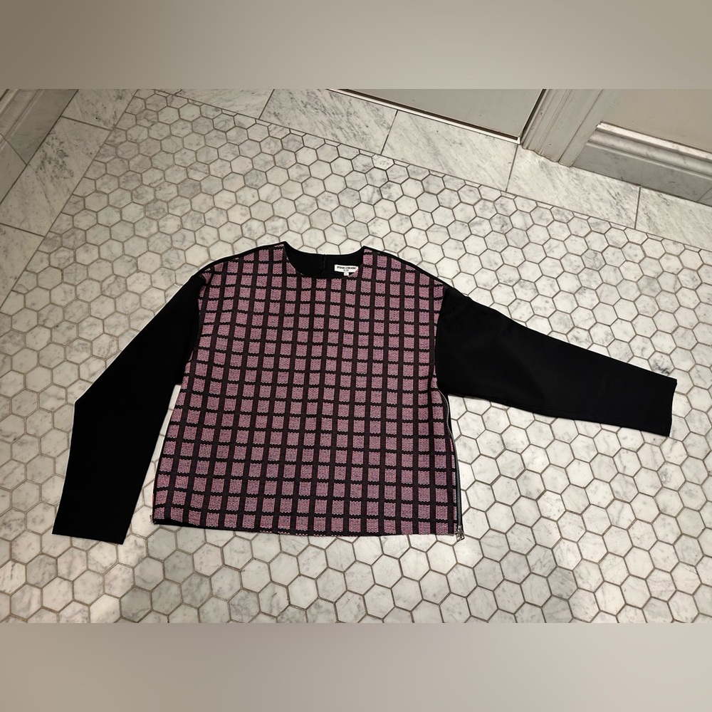 Opening Ceremony Textured Blue/Pink & Black Shirt w/ Zippered Sides, Size L